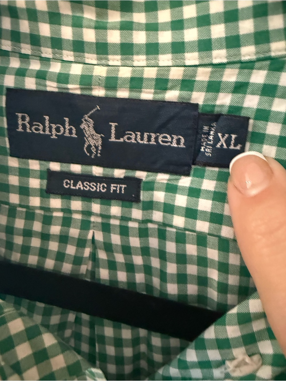 Ralph Lauren Green and White Gingham Button-Down Shirt - Picture 3 of 5